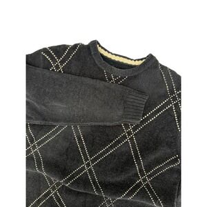 Jantzen Mens XL Navy Blue Chenille Argyle‎ Diamond Knit Crewneck Sweater 90s Y2K